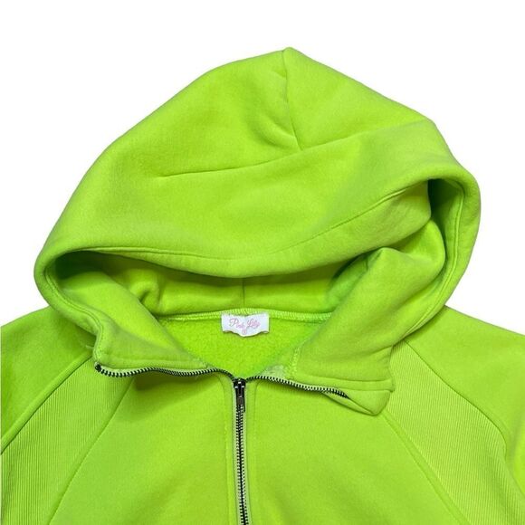 PILK LILY Making It Look Easy Lime Green Quarter Zip Sweatshirt Size Small - Picture 5 of 12